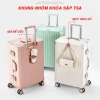 Vali khung nhôm TSA cao cấp, khóa sập an toàn, size 20-29 inch, kèm giá để cốc - mới nội địa