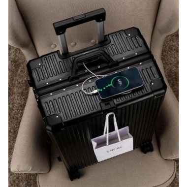 Vali khung nhôm TSA cao cấp, khóa sập an toàn, size 20-29 inch, kèm giá để cốc - mới nội địa