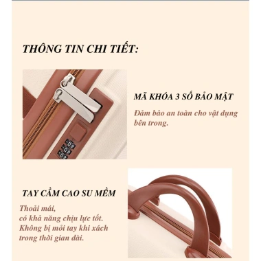Vali Nhỏ Gọn Thời Trang 14-16 inch Cốp Đựng Mỹ Phẩm Khóa Bảo Mật Nhựa PC+ABS