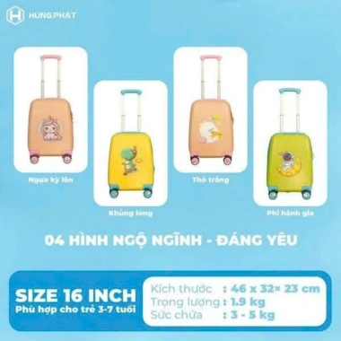 Vali nhựa trẻ em Hùng Phát chính hãng Mã 876 - Nhẹ bền, giảm giá 408.000₫