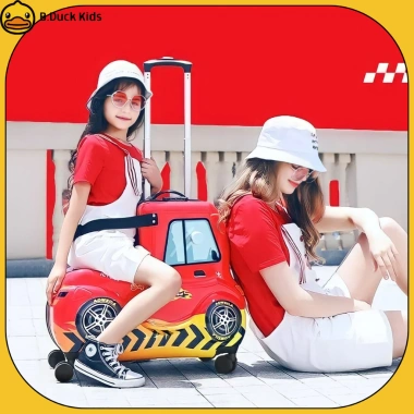 Vali ôtô ngồi bé 24 in màu đỏ, bánh xe, khóa, bảo hành 24 tháng - 2 triệu