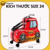 Vali ôtô ngồi bé 24 in màu đỏ, bánh xe, khóa, bảo hành 24 tháng - 2 triệu 4
