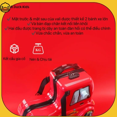Vali ôtô ngồi bé 24 in màu đỏ, bánh xe, khóa, bảo hành 24 tháng - 2 triệu 5 Vali ôtô ngồi bé 24 in màu đỏ, bánh xe, khóa, bảo hành 24 tháng - 2 triệu 5