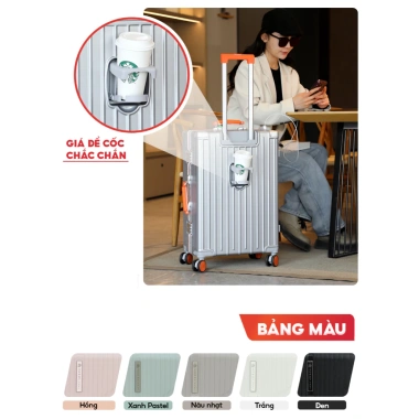 Vali SUNNY Raymond 20/24/28 inch nhôm PC+ABS, ngăn cốc, cổng sạc tiện ích - 1.06 triệu 2