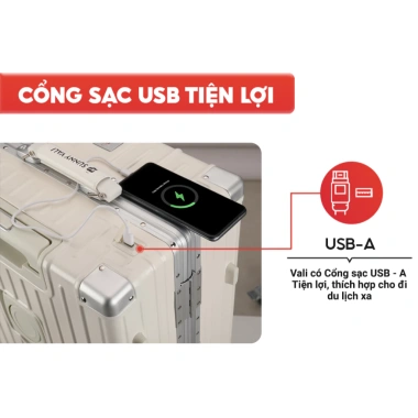 Vali SUNNY Raymond 20/24/28 inch nhôm PC+ABS, ngăn cốc, cổng sạc tiện ích - 1.06 triệu 4