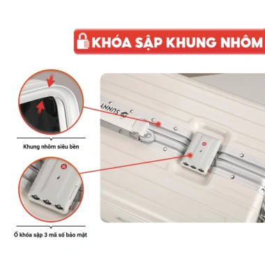 Vali SUNNY Raymond 20/24/28 inch nhôm PC+ABS, ngăn cốc, cổng sạc tiện ích - 1.06 triệu 5