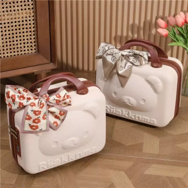 Vali xách tay mini hình gấu hoạt hình siêu nhẹ, ốp túi đựng mỹ phẩm - 118k