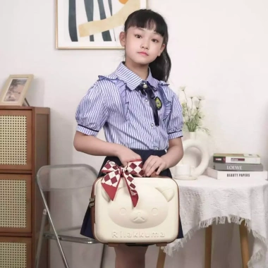 Vali xách tay mini hình gấu hoạt hình siêu nhẹ, ốp túi đựng mỹ phẩm - 118k