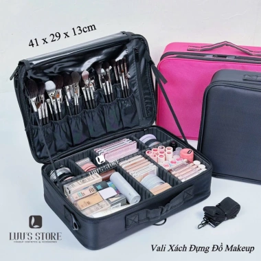 Vali xách trang điểm màu đen 41x29x13 cm - Vải Oxford Model 9.012 mới giá 320.000₫