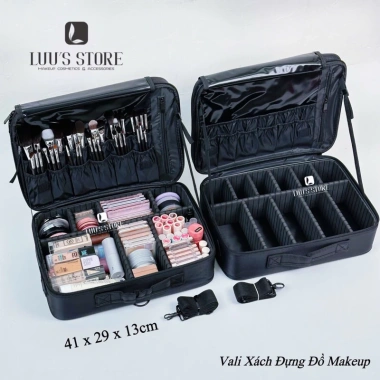 Vali xách trang điểm màu đen 41x29x13 cm - Vải Oxford Model 9.012 mới giá 320.000₫