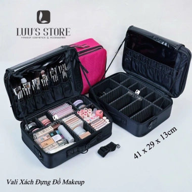 Vali xách trang điểm màu đen 41x29x13 cm - Vải Oxford Model 9.012 mới giá 320.000₫