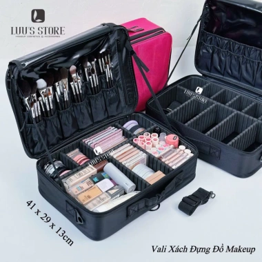 Vali xách trang điểm màu đen 41x29x13 cm - Vải Oxford Model 9.012 mới giá 320.000₫
