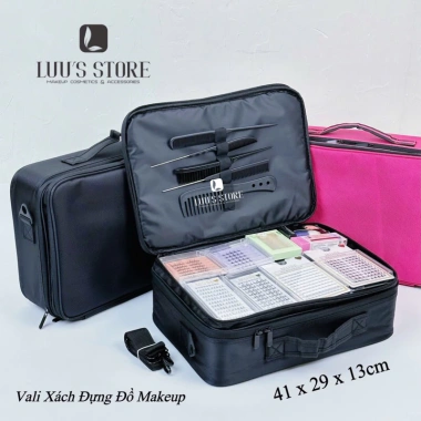 Vali xách trang điểm màu đen 41x29x13 cm - Vải Oxford Model 9.012 mới giá 320.000₫