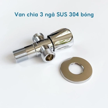 Van Nước 2 Cổng Chia Đường Nước, Van Giảm Áp Inox 304 Dùng cho Vòi Xịt Vệ Sinh và Bồn Cầu