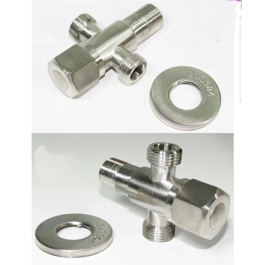 Van T chia bồn cầu Inox SUS 304 xước mờ - chữ T/F nối vòi xịt, giá chỉ 19.260 VND