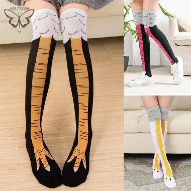 Vàng Chân Gà Tất Nữ Đầu Gối Dài Hoạt Hình 3D In Cotton - Tất Cao Giá 53.244k