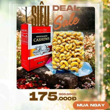 Vàng Hạt Điều Rang Ít Muối 500g - Nguyên hạt, Tróc vỏ, Túi hút không, Quà Tết