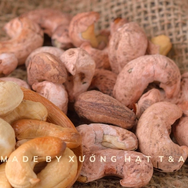Vàng Hạt Điều Rang Ít Muối 500g - Nguyên hạt, Tróc vỏ, Túi hút không, Quà Tết