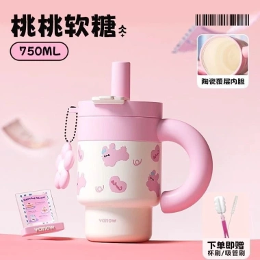 Vanow Bình Giữ Nhiệt 1.000ml - Bình Nước Gốm Lót Cốc Cà Phê, Ống Hút Nước Ice Cup, Giá Ưu Đãi 561k