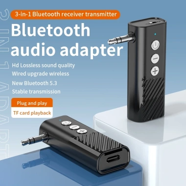 Vaorlo 3 trong 1 Bluetooth 5.3 – Bộ chuyển đổi hỗ trợ thẻ SD, AUX 3.5mm cho TV, tai nghe, xe hơi 2
