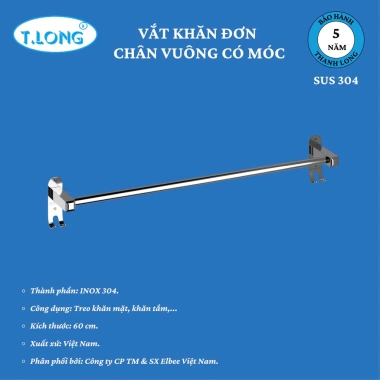 Vát Khăn Đơn Chân Vuông 40-60cm Móc Inox 304 - Giá chỉ 140.000 VND, giảm giá hấp dẫn 4 Vát Khăn Đơn Chân Vuông 40-60cm Móc Inox 304 - Giá chỉ 140.000 VND, giảm giá hấp dẫn 4