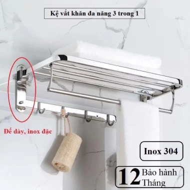 Vắt khăn nhà tắm inox 304 đa năng - Kệ để khăn, móc treo quần áo, chỉ 185.000đ