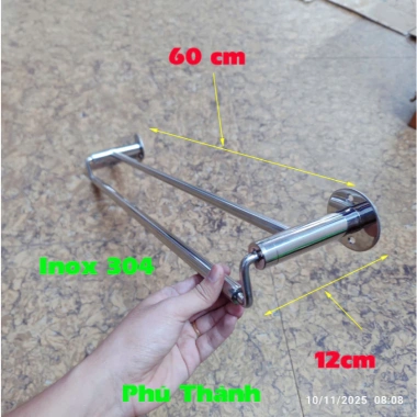 Vắt Khăn Nhà Tắm Inox 304 Đôi - Giá Khăn Treo Không Gỉ, Sáng Bóng, Giá 55k