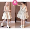 Váy 2 dây bản to chấm bi phối nơ xinh xắn cho bé gái 10-32kg dưới 1m35 - Giá 209.000₫