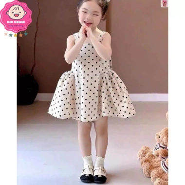 Váy 2 dây bản to chấm bi phối nơ xinh xắn cho bé gái 10-32kg dưới 1m35 - Giá 209.000₫