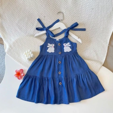 Váy 2 Dây Bé Gái Jean Lụa Thêu Hình Thỏ Đáng Yêu Giá Ưu Đãi 135k 2