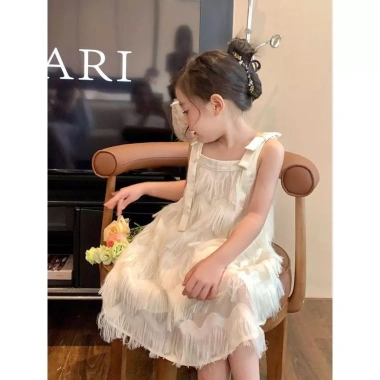 Váy 2 Dây Lông Vũ Cao Cấp cho Bé Gái 7-44kg - Kem House Giá Ưu Đãi 119.000 VND 2