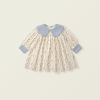 Váy Babydoll họa tiết hoa tay dài cho bé gái hồng xanh, vải mềm mại, giảm giá 209k 3