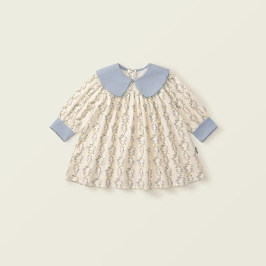 Váy Babydoll họa tiết hoa tay dài cho bé gái hồng xanh, vải mềm mại, giảm giá 209k