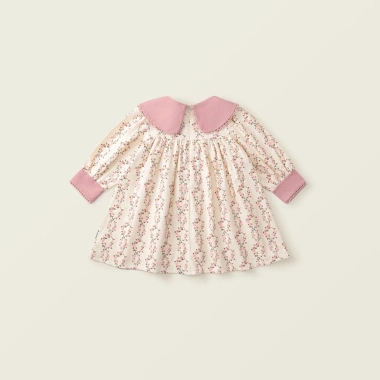 Váy Babydoll họa tiết hoa tay dài cho bé gái hồng xanh, vải mềm mại, giảm giá 209k