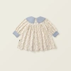 Váy Babydoll họa tiết hoa tay dài cho bé gái hồng xanh, vải mềm mại, giảm giá 209k 5