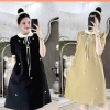 Váy bầu công sở cổ sen sang chảnh, đầm bầu cài trang trí kèm tag - Giá 269k