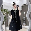 Váy bầu công sở cổ sen sang chảnh, đầm bầu cài trang trí kèm tag - Giá 269k 2