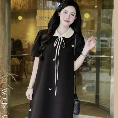 Váy bầu công sở cổ sen sang chảnh, đầm bầu cài trang trí kèm tag - Giá 269k 6