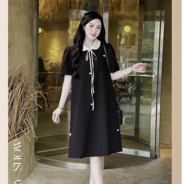 Váy bầu công sở cổ sen sang chảnh, đầm bầu cài trang trí kèm tag - Giá 269k 7