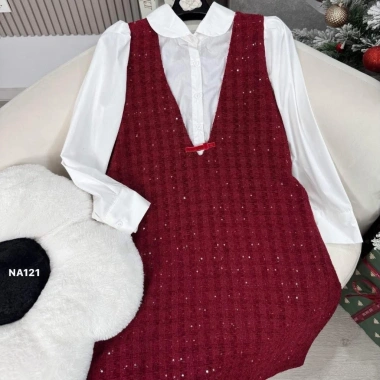Váy bầu công sở MYLA dáng xuông dạ kim tuyến 2 lớp ấm áp, giảm giá 349k 4