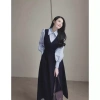 Váy bầu công sở Myla dáng xuông kẻ tay bồng cổ đức lịch, đi làm & chơi - 299k 4