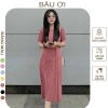 Váy bầu thời trang BAUOII V52 - Đầm công sở thun tăm nhiều màu, giảm giá 159k 3
