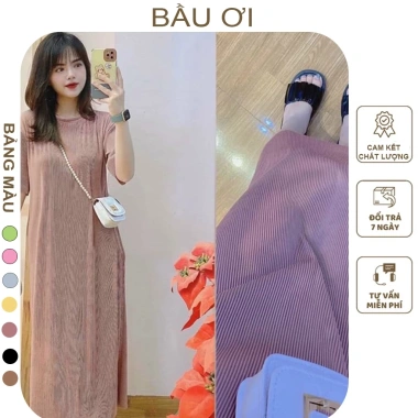 Váy bầu thời trang BAUOII V52 - Đầm công sở thun tăm nhiều màu, giảm giá 159k 8