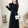 Váy bầu thun gân dài tay công sở free size, dáng A ấm áp, mịn màng, body 661 - 155k 3