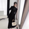 Váy bầu thun gân dài tay công sở free size, dáng A ấm áp, mịn màng, body 661 - 155k 7