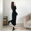 Váy bầu thun gân dài tay công sở free size, dáng A ấm áp, mịn màng, body 661 - 155k 8