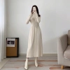 Váy bầu thun gân dài tay công sở free size, dáng A ấm áp, mịn màng, body 661 - 155k 10