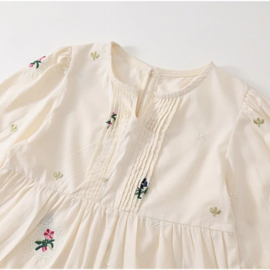 Váy bé gái babydoll thêu hoa nhí tay bo chất liệu an toàn, sang chảnh 223.000₫