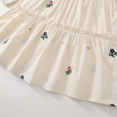 Váy bé gái babydoll thêu hoa nhí tay bo chất liệu an toàn, sang chảnh 223.000₫