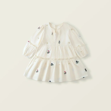 Váy bé gái babydoll thêu hoa nhí tay bo chất liệu an toàn, sang chảnh 223.000₫